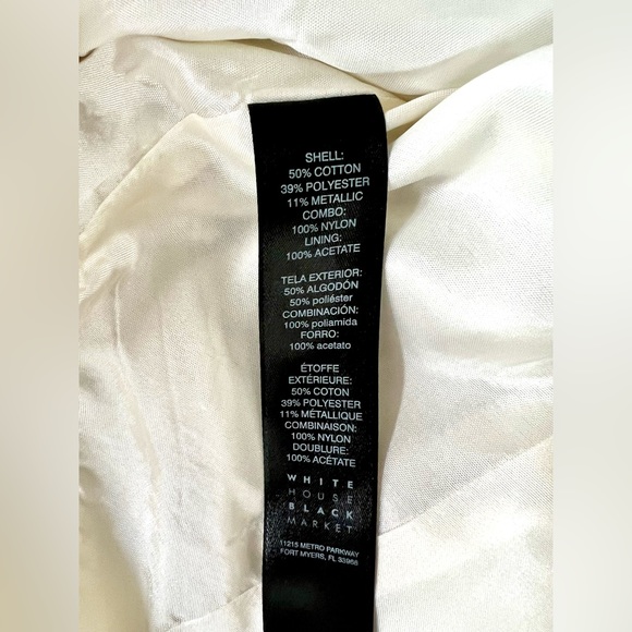 WHBM Silver, Metallic, Jacquard, Belted, Fit-and-Flare Cocktail Dress - Size 00 - Picture 14 of 16